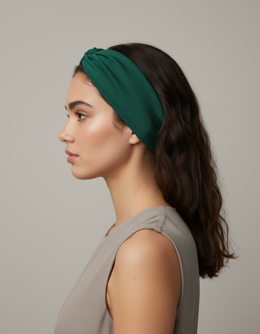 Bandeau Cheveux Sport Femme Tissu Vert Impérial