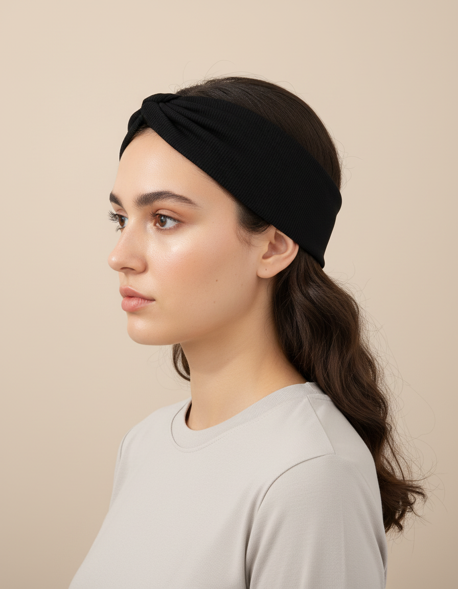 Bandeau Uni Homme Polyester Noir