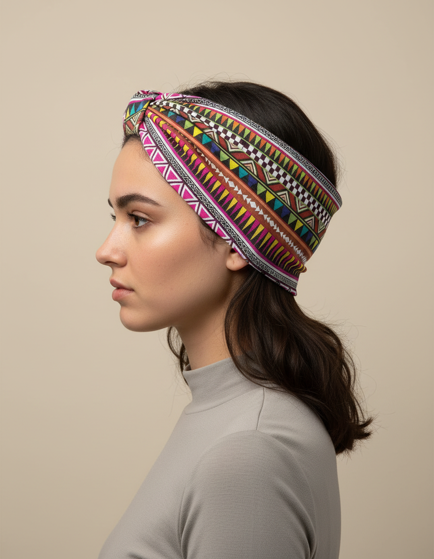 Bandeau Cheveux Ethnique Femme Tissu Multicolore
