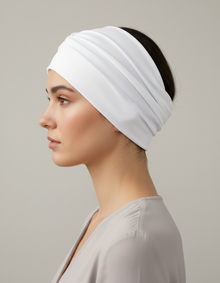 Bandeau Drapé Femme Uni Blanc — porté de profil