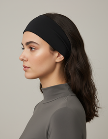 Bandeau Sport Homme Microfibre Noir — porté de profil