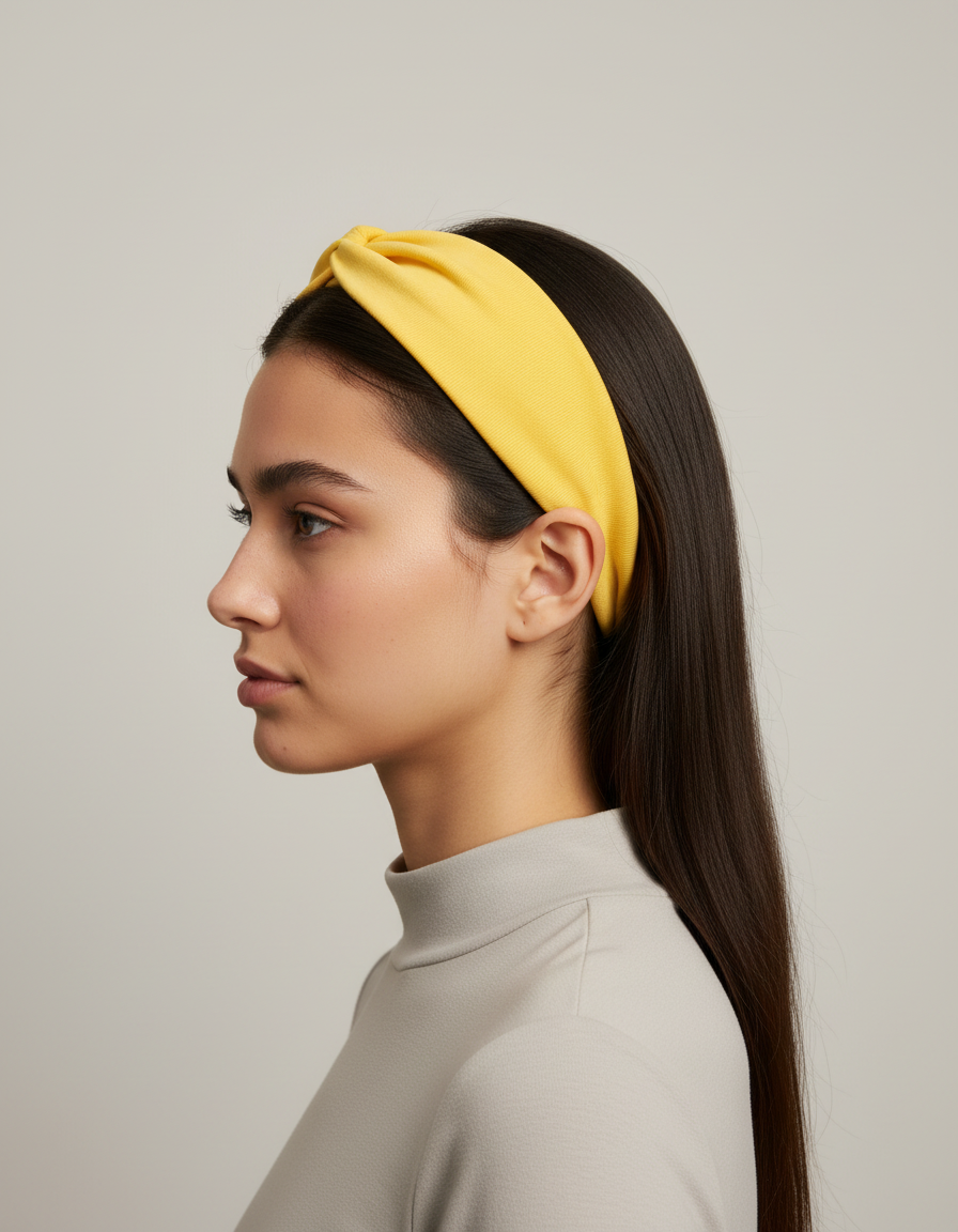 Bandeau Cheveux Sport Femme Tissu Jaune