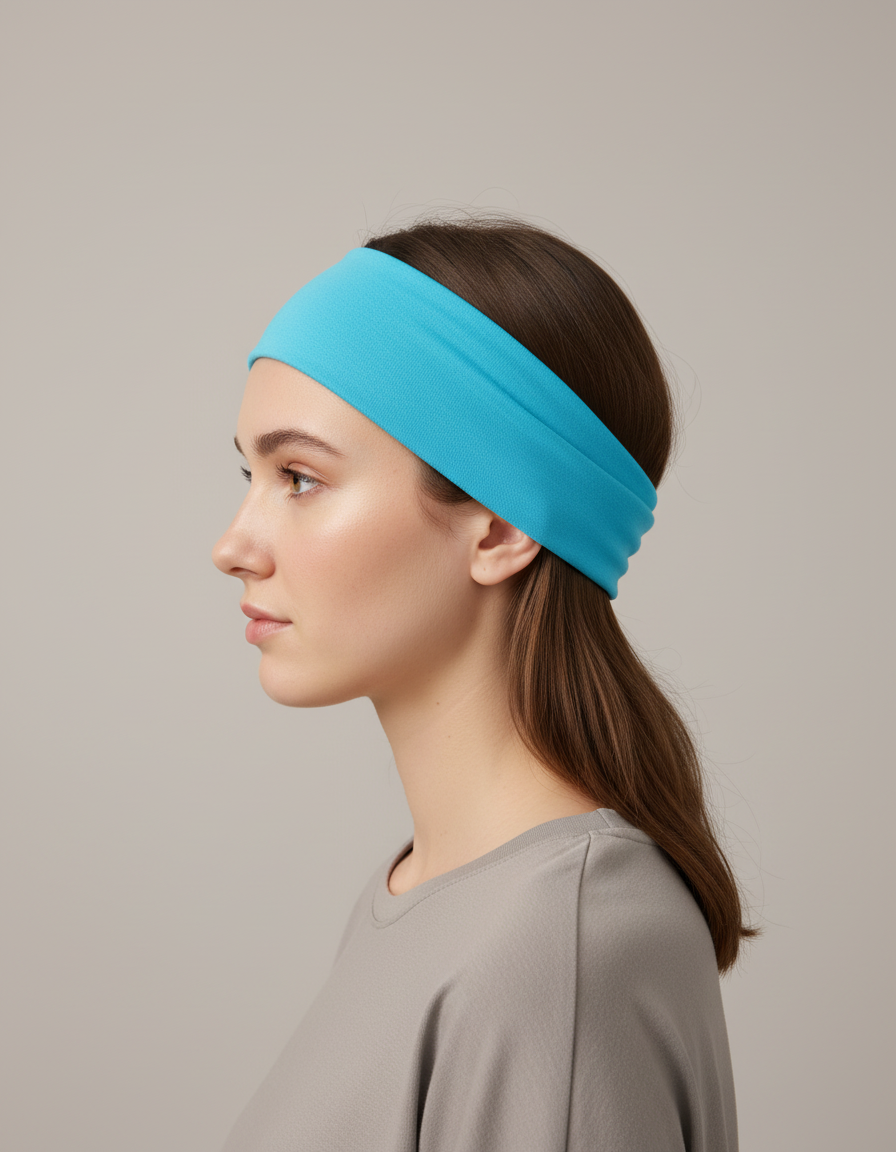 Bandeau Cheveux Sport Femme Tissu Cyan