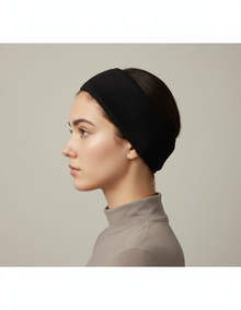 Bandeau Cheveux Uni Femme Microfibre Noir — porté de profil