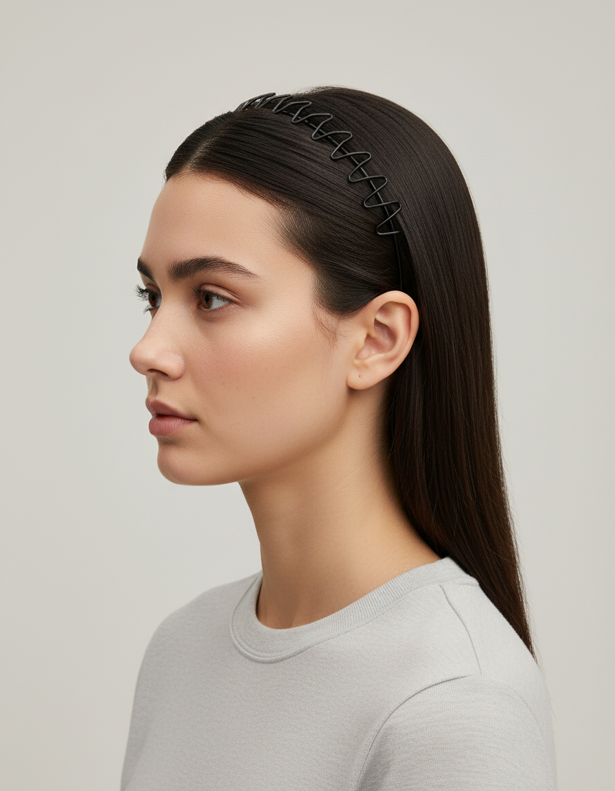 Serre-Tête Zigzag Homme Métal Noir