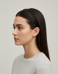 Serre-Tête Zigzag Homme Métal Noir — porté de profil