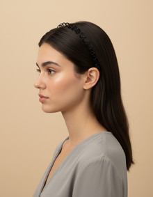 Serre-Tête Spiralé Homme Métal Noir — porté de profil