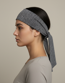 Bandeau Bandana Unisexe Tissu Gris Chiné — porté de profil
