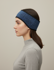 Bandeau Thermique Homme Sport Chiné Bleu — porté de profil