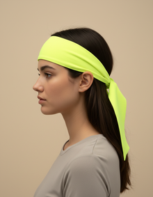 Bandeau Bandana Unisexe Tissu Jaune Fluo — porté de profil